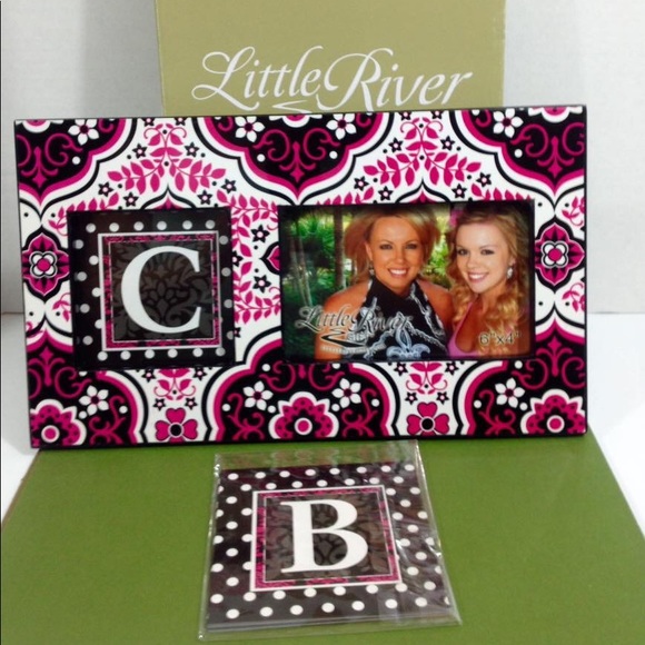 MONOGRAMMED PHOTO FRAME PINK BLACK NEW! - Picture 2 of 6
